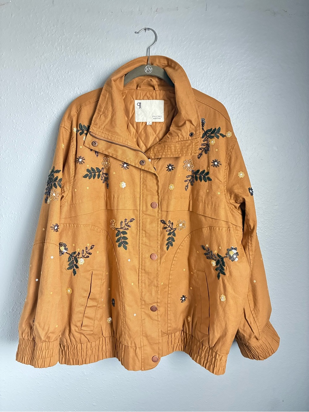 Pilcro Mustard Yellow Embroidered Utility Jacket